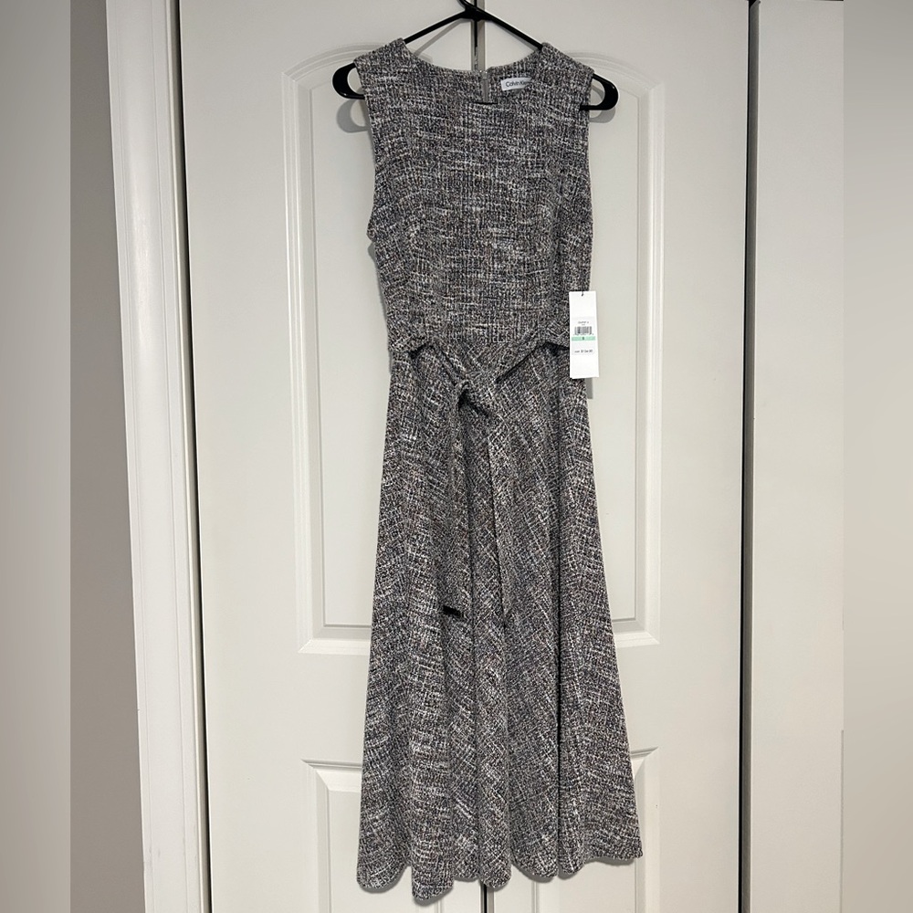 Calvin Klein Textured Black and White Midi Dress - Picture 3 of 16